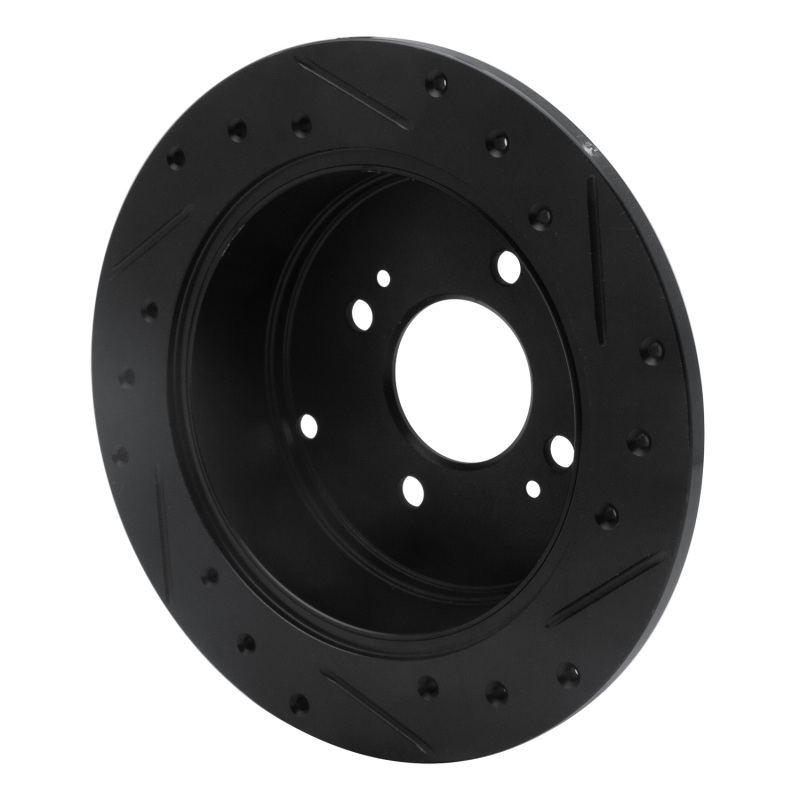 Dodge Attitude Brake Rotor (1) - Rear Left - R1 Concepts - Drilled & Slotted - Black - `06-`12